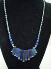 Nephrite Beaded Blue And Silver Necklace Rectangular Pieces — photo 3