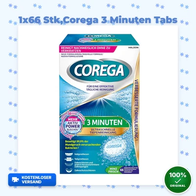 1x66Corega 3 Minuten Tabs für Voll- und Teilprothesen, und andere herausnehmbare - Bild 1 von 4