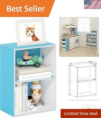 Durable Light Blue/White 2-Tier Storage Rack for Books & Decor - Multifunctional