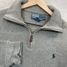 Polo Ralph Lauren Sweater Men L Gray Quarter 1/4 Zip Pullover