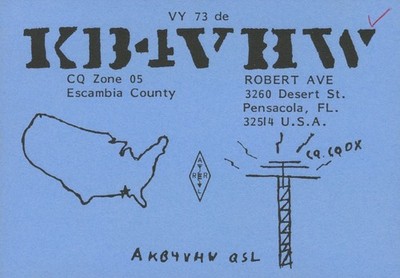 1989 QSL Card KB4VHW to VQ9DM Pensacola Florida USA #1390