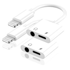 Apple MFi Certified 2in1 Lightning to 3.5mm Headphone Jack Adapter,Fast Charg...