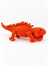 Handcrafted Crochet Orange Iguana Amigurumi Handmade Plush Reptile Stuffed Toy