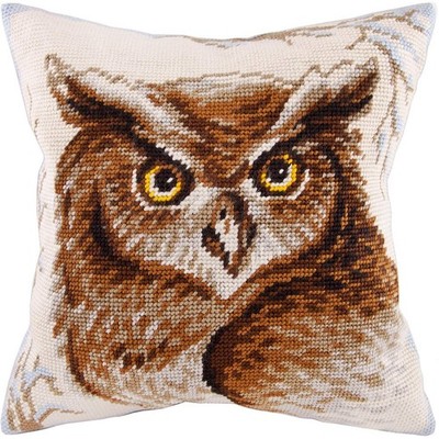 Nature Stamped Cross-Stitch Kit for Adults and Beginners   Eagle-Owl 16  × 16...