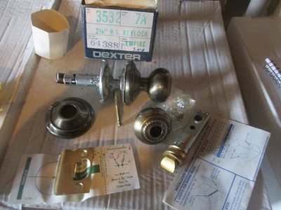 New NOS Dexter 3532 Keyed Door Lock Finish 7A Empire Design 2-3/4" Vintage