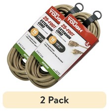 (2 pack) 25FT 16AWG 3 Prong Tan Single Outlet...