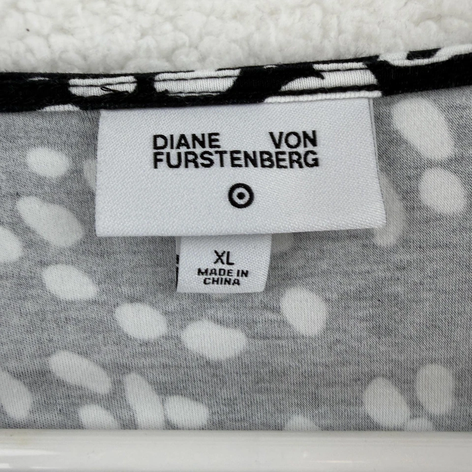 Vestido Diane Von Furstenberg para mujer XL negro blanco envolvente manga larga abstracto Foto 3 de 4