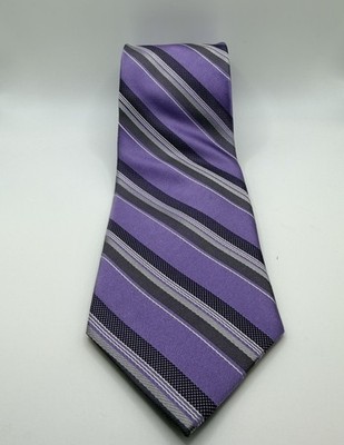 Bruno Piattelli Men's Necktie Purple Striped 100% Silk Hand Made 3.25 x 60 