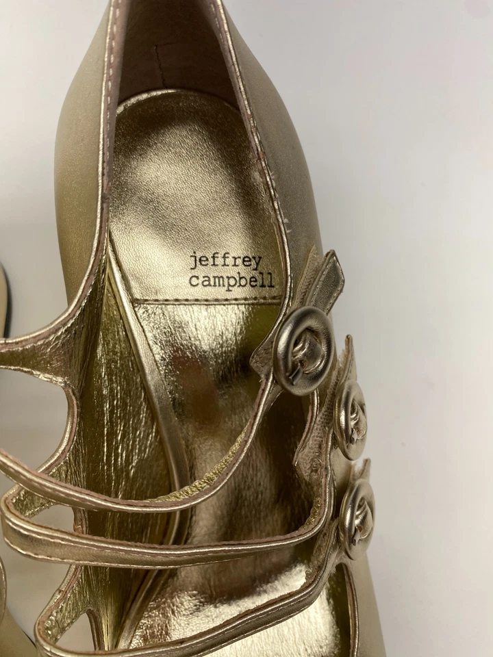 Zapatos de salón Jeffrey Campbell para mujer dorados Tierz Mary Jane talla 9,5 Foto 3 de 4