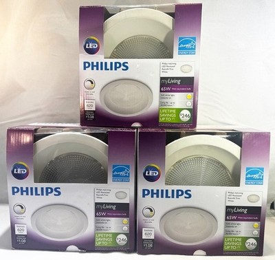 3- Philips LED Recessed Retrofit Trim for 6'' Cans, Prism Lens, Soft White New