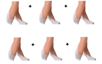6 PAIA CALZE CALZINI FANTASMINO SALVAPIEDE BIANCO TAGLIA 35//38 CON SILICONE