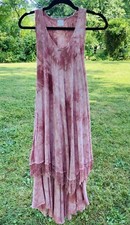 VTG Layered Maxi Dress Handmade Morocco Tie Dye Pink Fringe Pockets Swing Med