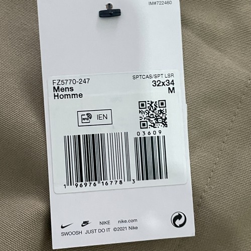Nike Club Chinos W32 L34 Beige Mens Straight Cut Sports Skater Golf Pants (New) - Picture 3 of 9