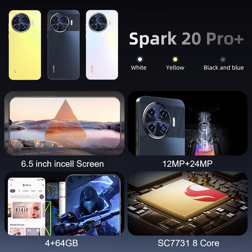 Smartphone Spark 20 Pro+ Android 6.5'' Desbloqueado 4+64GB 5000mAh 12+24MP Doble SIM - Imagen 3 de 25