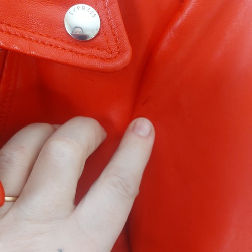 Faux Leather Jacket Red Women's Medium Express - Picture 10 of 15