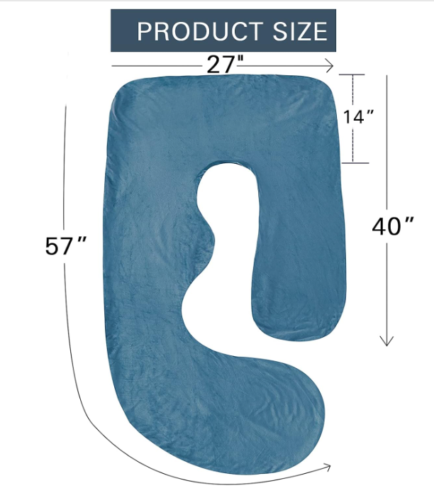SLIGUY 57 Inch G-Shaped Maternity Pillow Cover in Soft Velvet - Universal Fit G Blue
