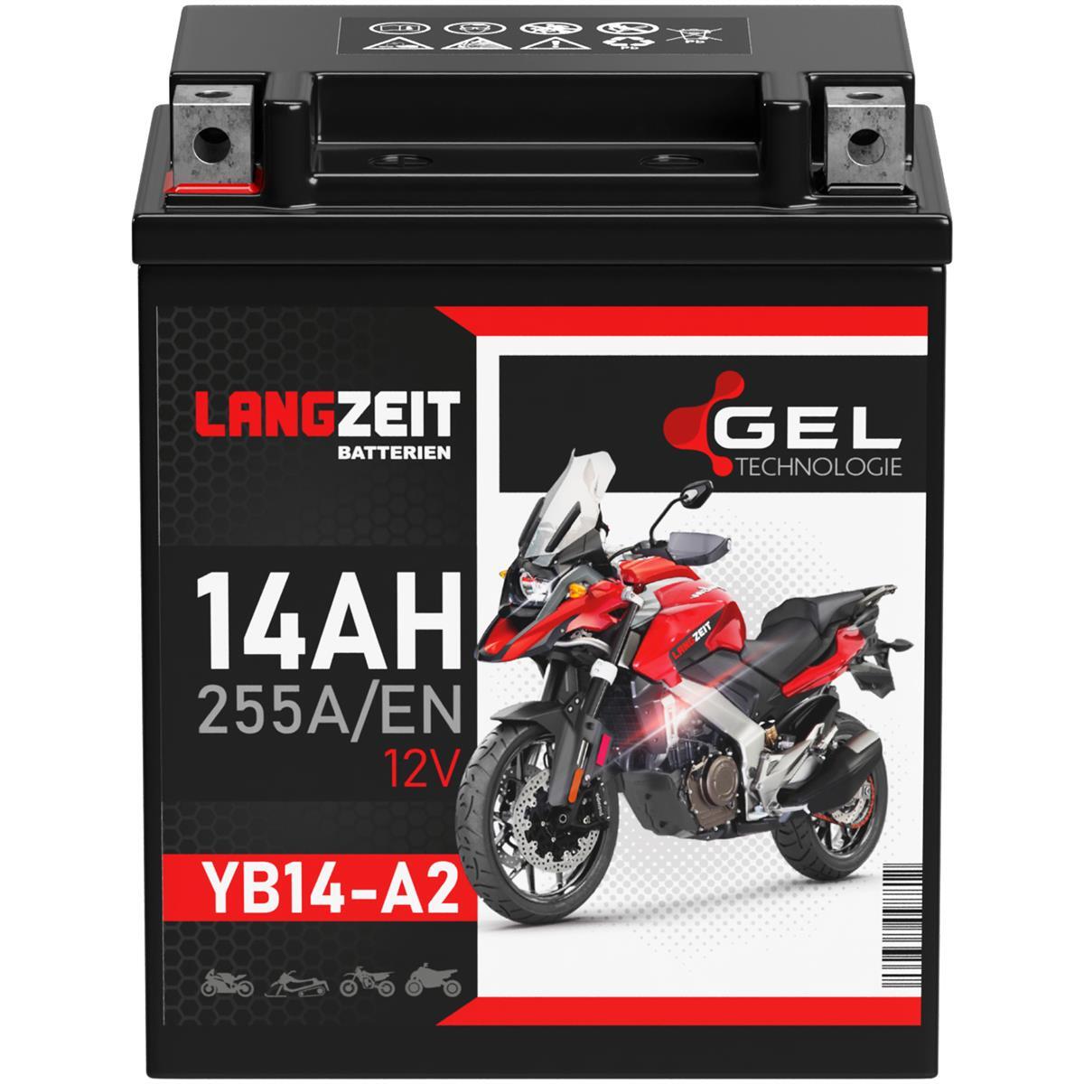 Langzeit YB14-A2 Motorradbatterie Gel 14Ah 12V 255A 51412 CB14-A2 FB14 ...
