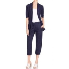 Eileen Fisher Blue 100 Linen Zipper Side Hem Crop Jogger Pants   Size: M