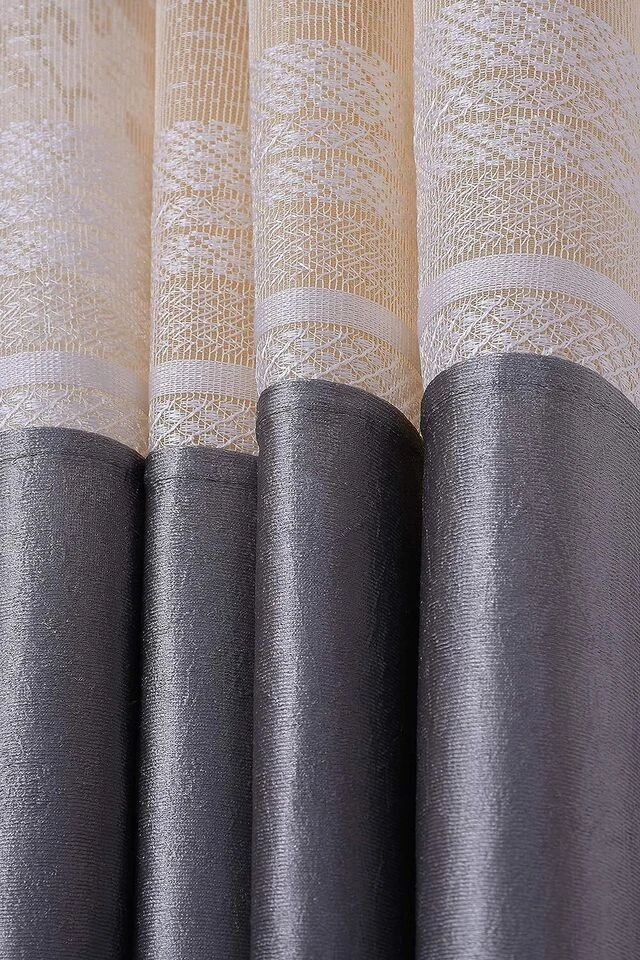 Juego de 2 cortinas de puerta de ventana boho con ojales de poliéster 5 7 9 pies - gris Foto 3 de 4