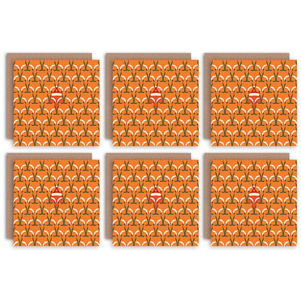 Christmas Cards 6 Pack - Fox Santa Winter Pattern Set Xmas Cards XMPACK024_CS-image