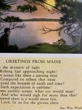 Greetings from Maine Poem Reverend William Wood Postcard Unposted