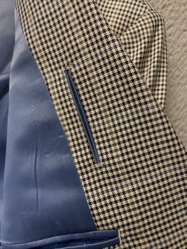 VTG Roundtree Yorke Men's Sport Coat Blazer Houndstooth 42 R Plaid Wool /71-54 - Picture 12 of 14