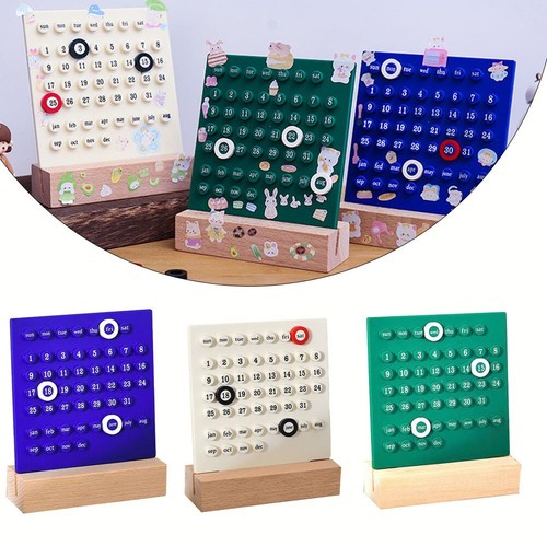 Wooden Acrylic Ring Desk Calendar Perpetual Calendar Month Date Planner - Picture 4 of 30
