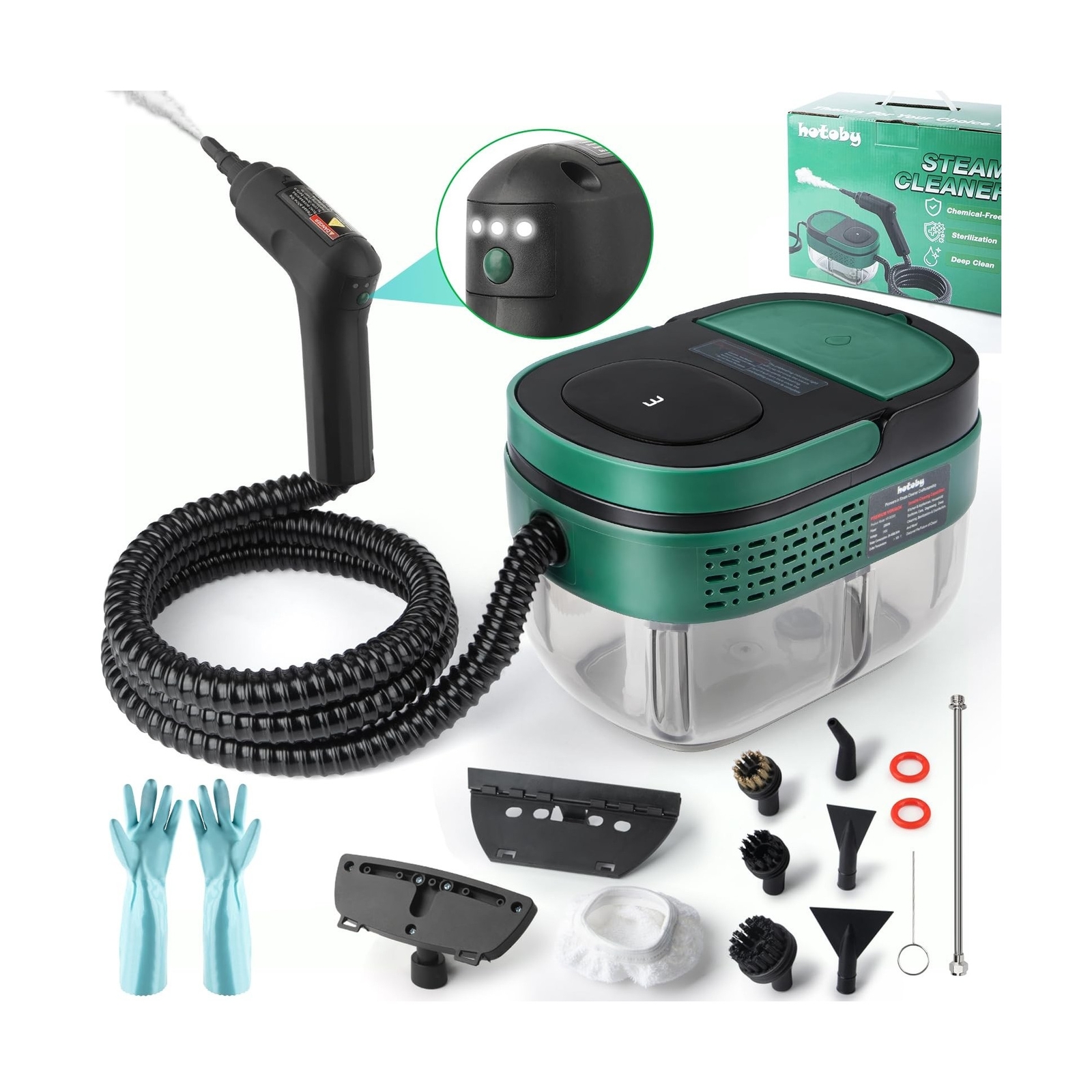 Handheld Steam Cleaner with 1.6L Tank 3-Level Adjustable Steam Handle Control