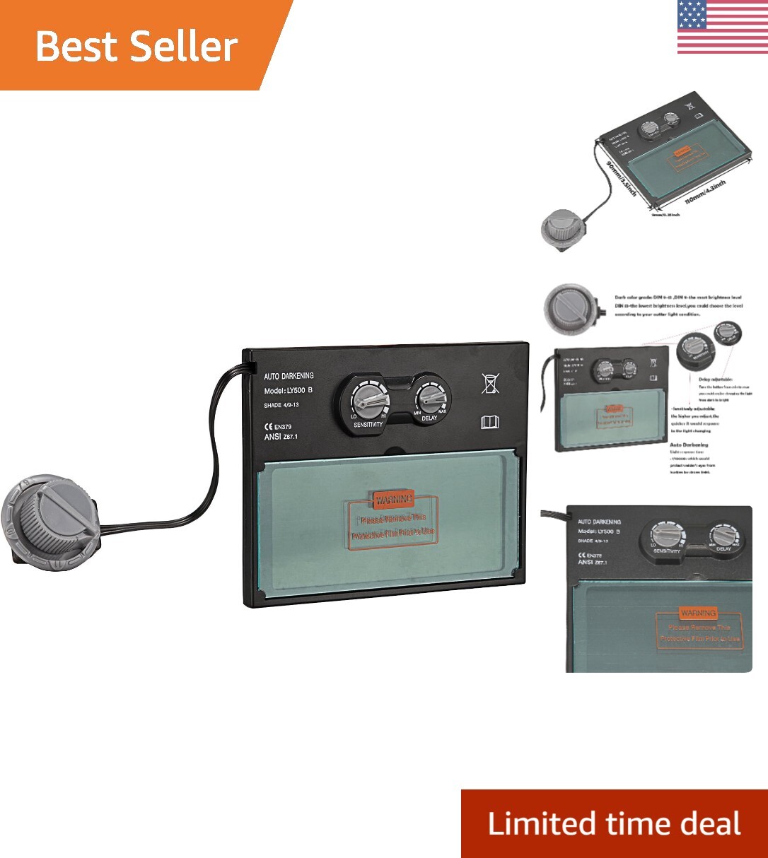 Solar-Powered Auto Darkening Welding Lens with Wide View & UV Protection