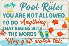 Funny Pool Signs Pool Decorations Outdoor Pool Rules Sign Pool Deck Decor Pool M