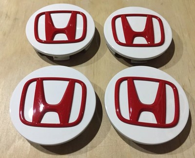 新设置的4pcs 中心盖一个本田白色徽章标志红色 尺寸69 毫米原始设备制造商 Ebay
