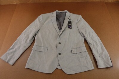 J Ferrar Mens Size 42 Super Slim Fit Light Gray Textured Stretch Suit Jacket NWT