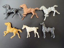 Vintage Lot Of 6 Plastic Horses western cowboy Pre 1970  s