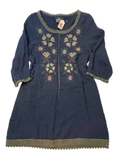 NWT Charming Charlie Black Cross Stitch Embroidered Boho Dress Women’s Small