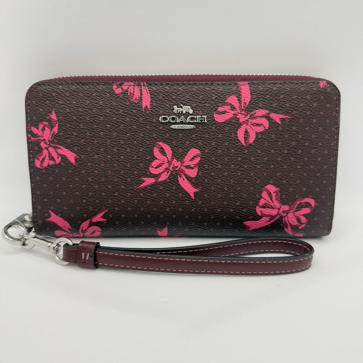 Coach Long Zip Around Wallet Signature Canvas Bow Print CZ327 | eBay