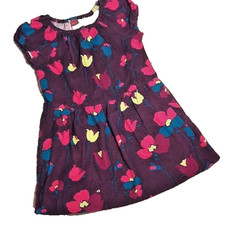 TEA Collection Purple Corduroy Girls Dress, Floral Size 4T