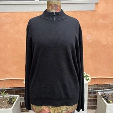 Avon Celli 100 % Cashmere Made In Italy Mock Neck Zip Sweater Black Size XL