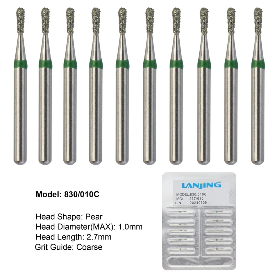 Fresas dentales de diamante FG Pear 830/010C grano grueso fresa de alta velocidad 330 Foto 2 de 4