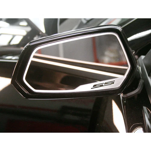 ACC Side View Mirror Trim 'SS' Logo fits 2010-13 Chevy Camaro-Stainless/Brushed