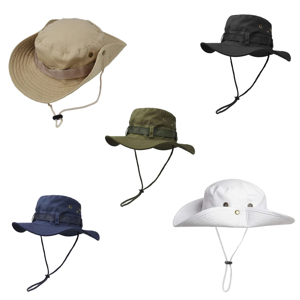 Cappello Da Pescatore Uomo Donna Stile Retrò Lavato, Pieghevole Con Protezione Solare UPF 50+, Colore Cachi