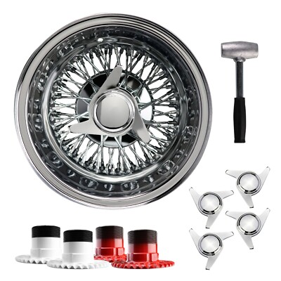 13x7 Rev 72 Spoke Cross Lace Lowrider Wire Wheels, 3 Bar Knockoff