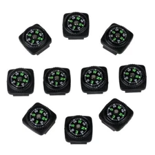 10Pk Hard Shell Liquid Filled Mini Button Compass for Outdoor Hiking Wrist Watch