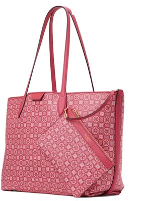 Kate Spade Flower Monogram Sutton Medium Tote  Raspberry Jam Multi