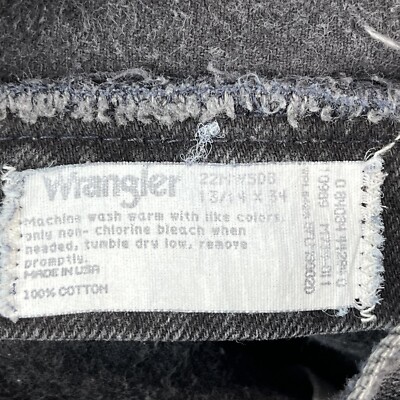 Wrangler Jeans Womens 13/14x34 Black Denim Raw Hem Made USA
