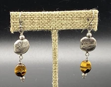 SILPADA-Sterling Silver Hammered Tigers Eye Dangle Earrings W1327  #4