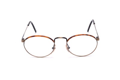 Damen Brille Metall Oval Altgold 70383 Italien 112 halb Windsor überzogen