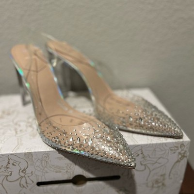 Aldo x Disney Strike Twelve Crystal Embellished Slingback Glass Slipper Heels