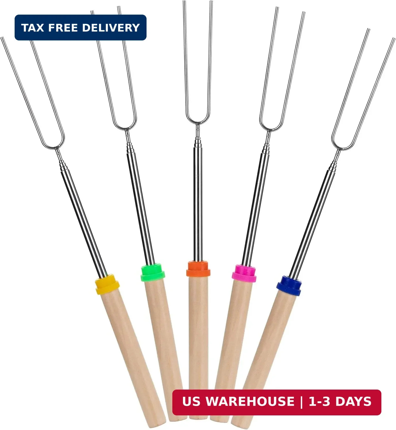 - Extendable Stainless Steel Roasting Sticks, 5 Pack, 32" - for S'Mores, Hot Dog