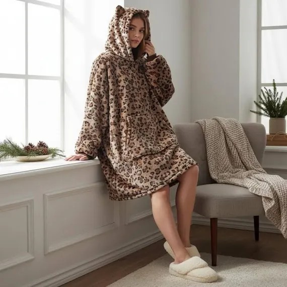 THROWZY MARLO LORENZ Dark Leopard Pattern Pullove… - image 1