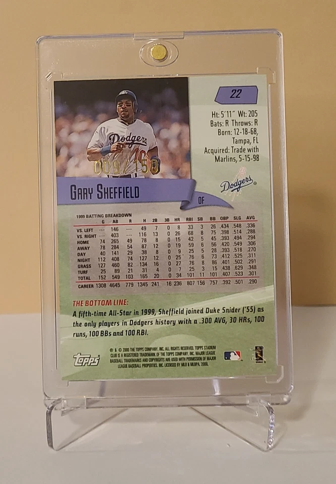 Gary Sheffield - 2000 Stadium Club - One of a Kind #9/150 - MINT- 🔥 - Image 2 of 2